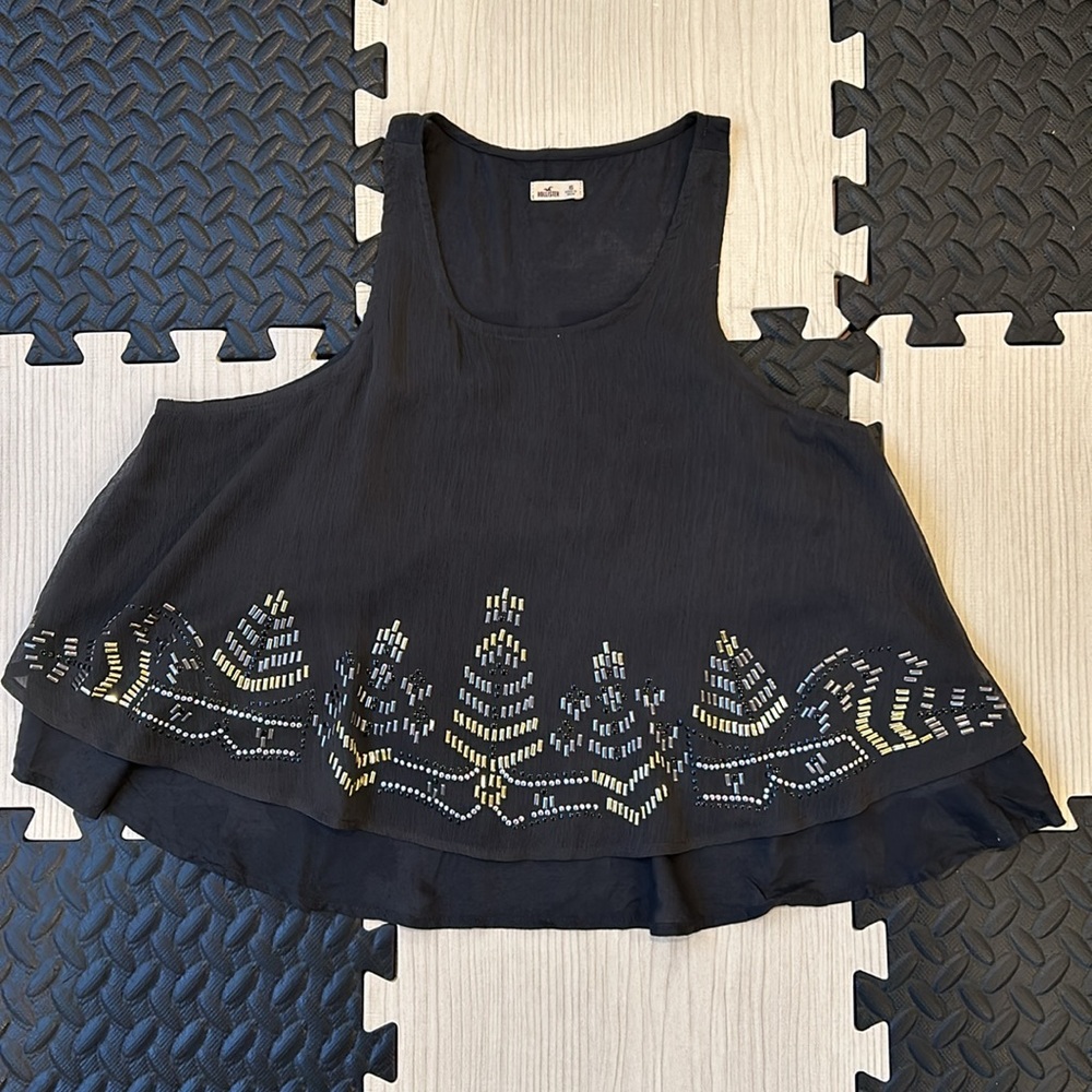 Hollister black shirt with studded detailing in size XS